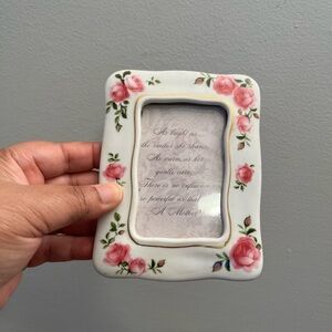 Mothers Day Gift Vintage Picture Frame Poem 
Pink Rose Cottagecore Ceramic